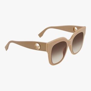 Fendi Beige Frame Sunglasses with Gold Logo Accent